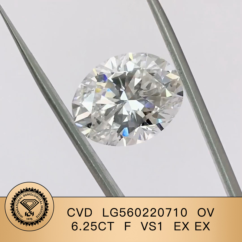 CVD LG560220710 Oval Shape 6.25CT F VS1 EX EX Lab Grown Diamond