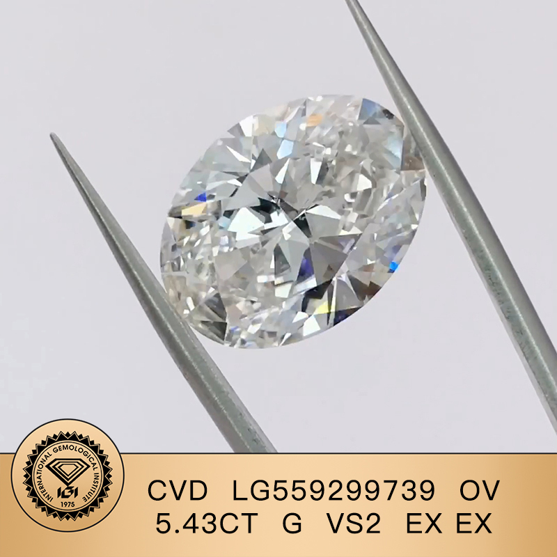 CVD LG559299739 Oval Shape 5.43CT G VS2 EX EX Lab Grown Diamond