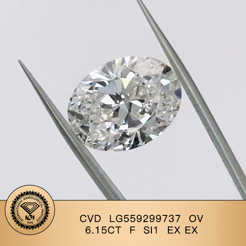 CVD LG559299737 Oval Shape 6.15CT F SI1 EX EX Lab Grown Diamond