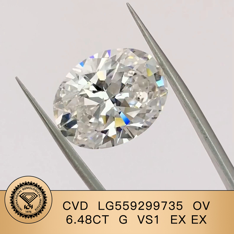 CVD LG559299735 Oval Shape 6.48CT G VS1 EX EX Lab Grown Diamond