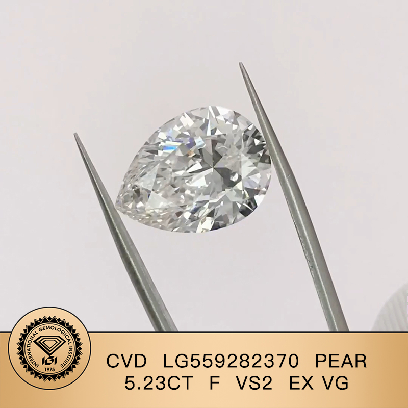 CVD LG559282370 Pear Shape 5.23CT F VS2 EX VG Lab Grown Diamond