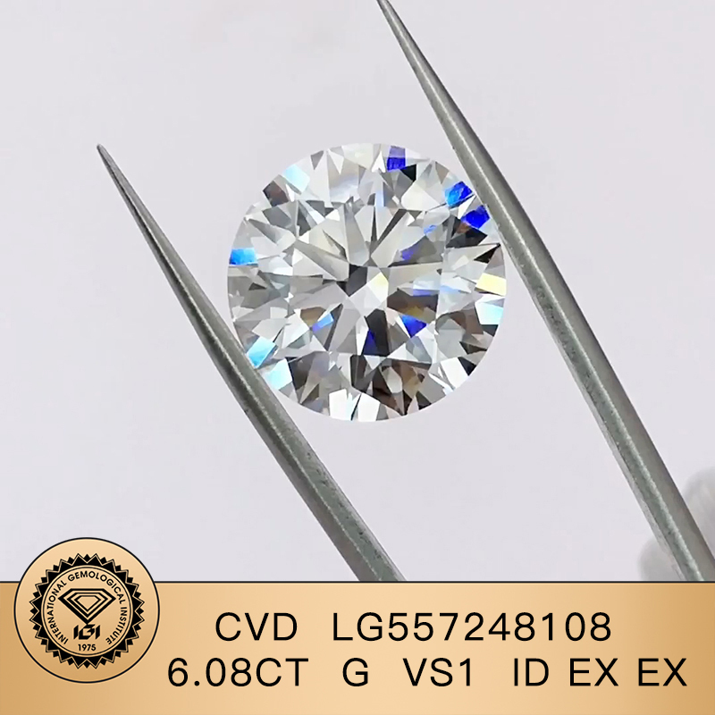 CVD LG557248108 Round Shape 6.08CT G VS1 EX EX Lab Grown Diamond