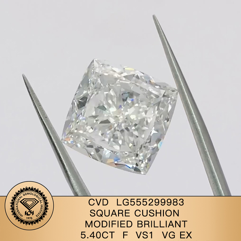 CVD LG555299983 Square Cushion Modified Brilliant 5.40CT F VS1 VG EX Lab Grown Diamond