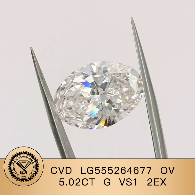 CVD LG555264677 Oval Shape 5.02CT G VS1 EX EX Lab Grown Diamond