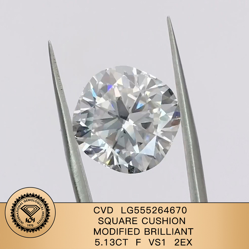 CVD LG555264670 Square Cushion Modified Brilliant 5.13CT F VS1 EX EX Lab Grown Diamond