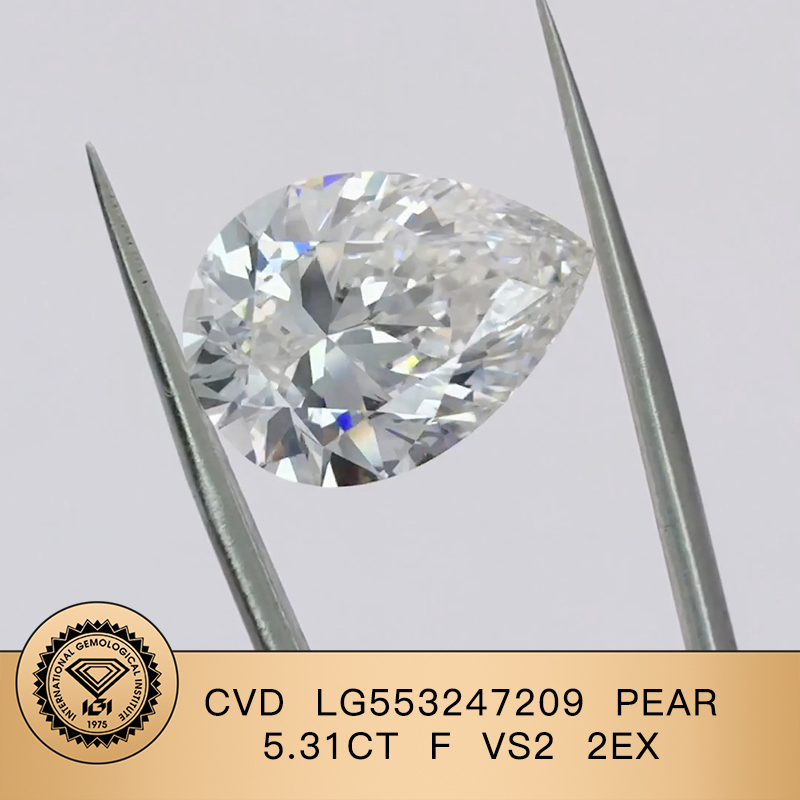 CVD LG553247209 Pear Shape 5.31CT F VS2 EX EX Lab Grown Diamond