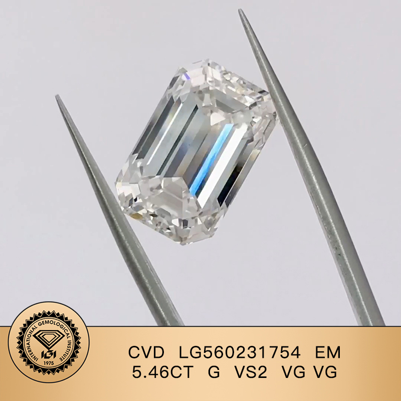 CVD LG560231754 Emerald Shape 5.46CT G VS2 VG VG Lab Grown Diamond