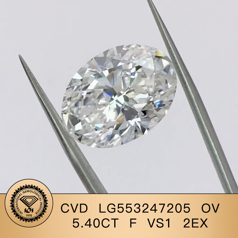 CVD LG553247205 Oval Shape 5.40CT F VS1 EX EX Lab Grown Diamond