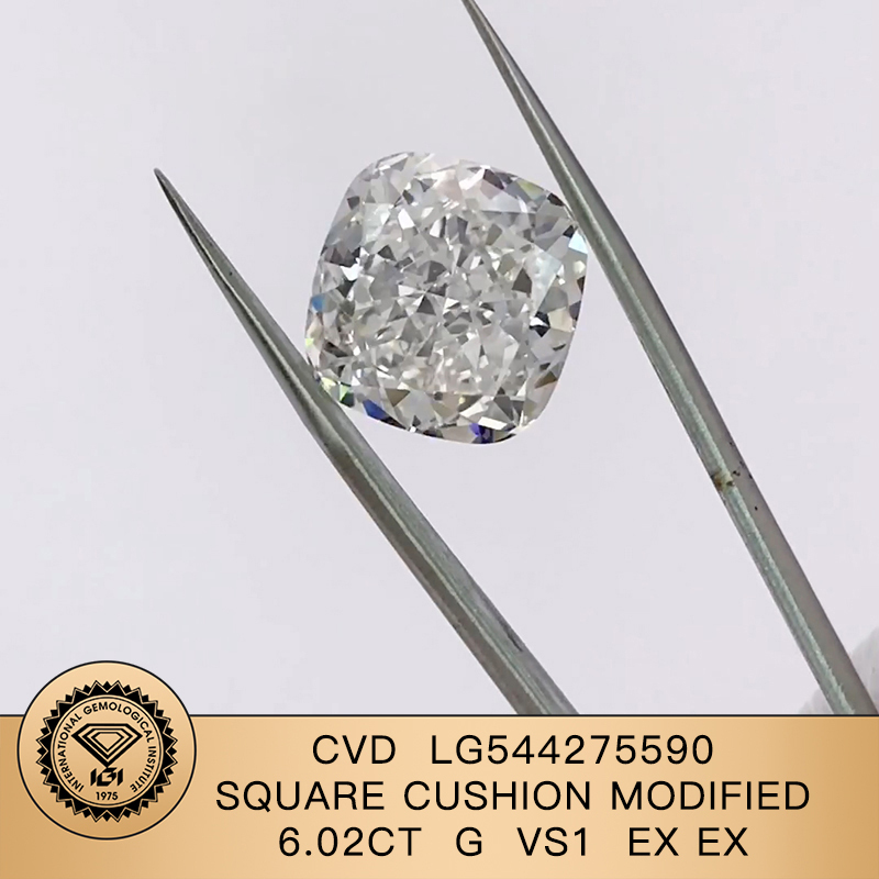 CVD LG544275590 Square Cushion Modified Brilliant 6.02CT G VS1 EX EX Lab Grown Diamond