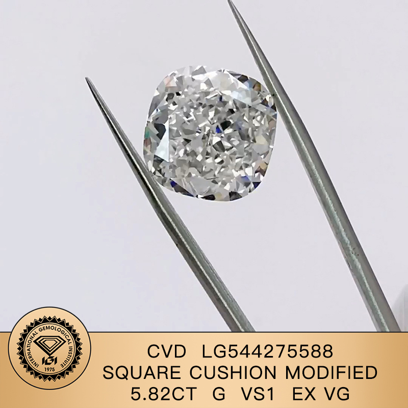 CVD LG544275588 Square Cushion Modified Brilliant 5.82CT G VS1 EX VG Lab Grown Diamond