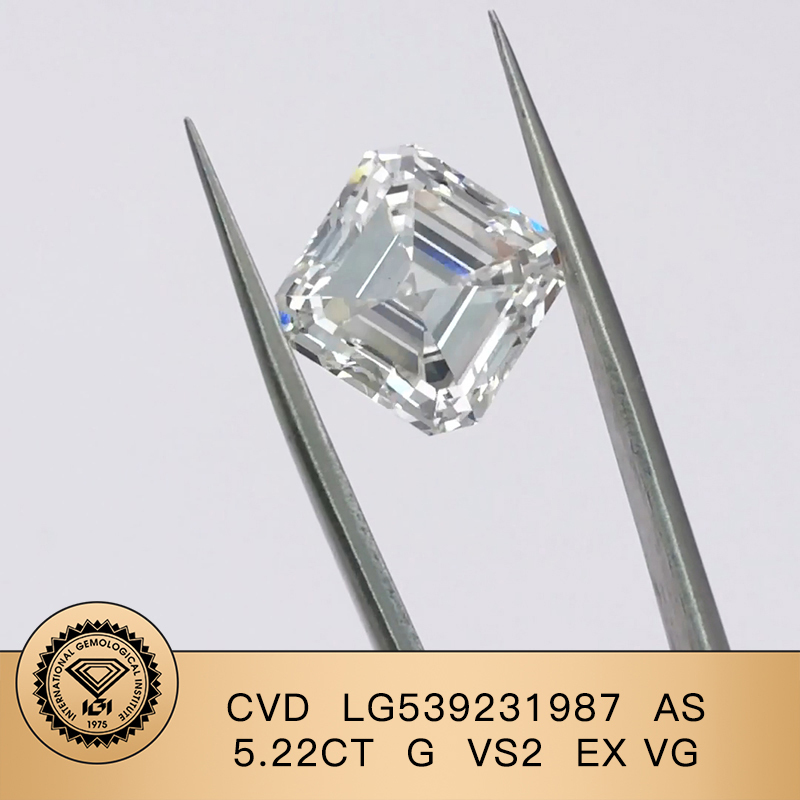 CVD LG539231987 Asscher Shape 5.22CT G VS2 EX VG Lab Grown Diamond