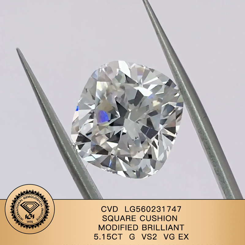CVD LG560231747 Square Cushion Modified Brilliant 5.15CT G VS2 VG EX Lab Grown Diamond