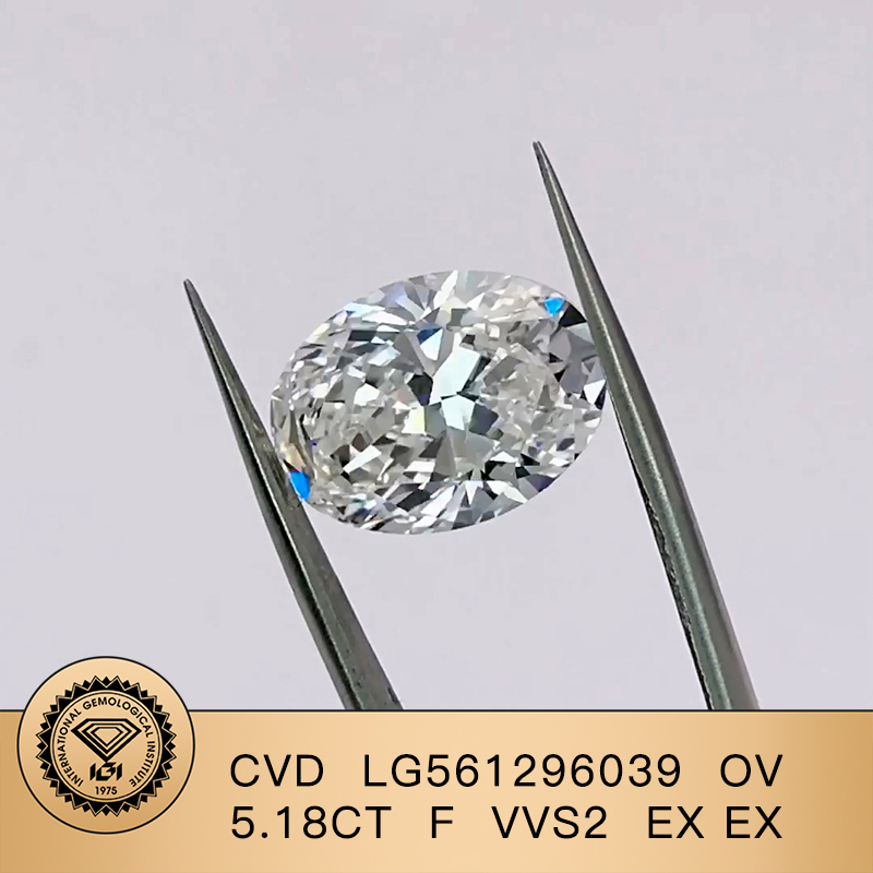 CVD LG561296039 Oval 5.18CT F VVS2 EX EX Lab Grown Diamond