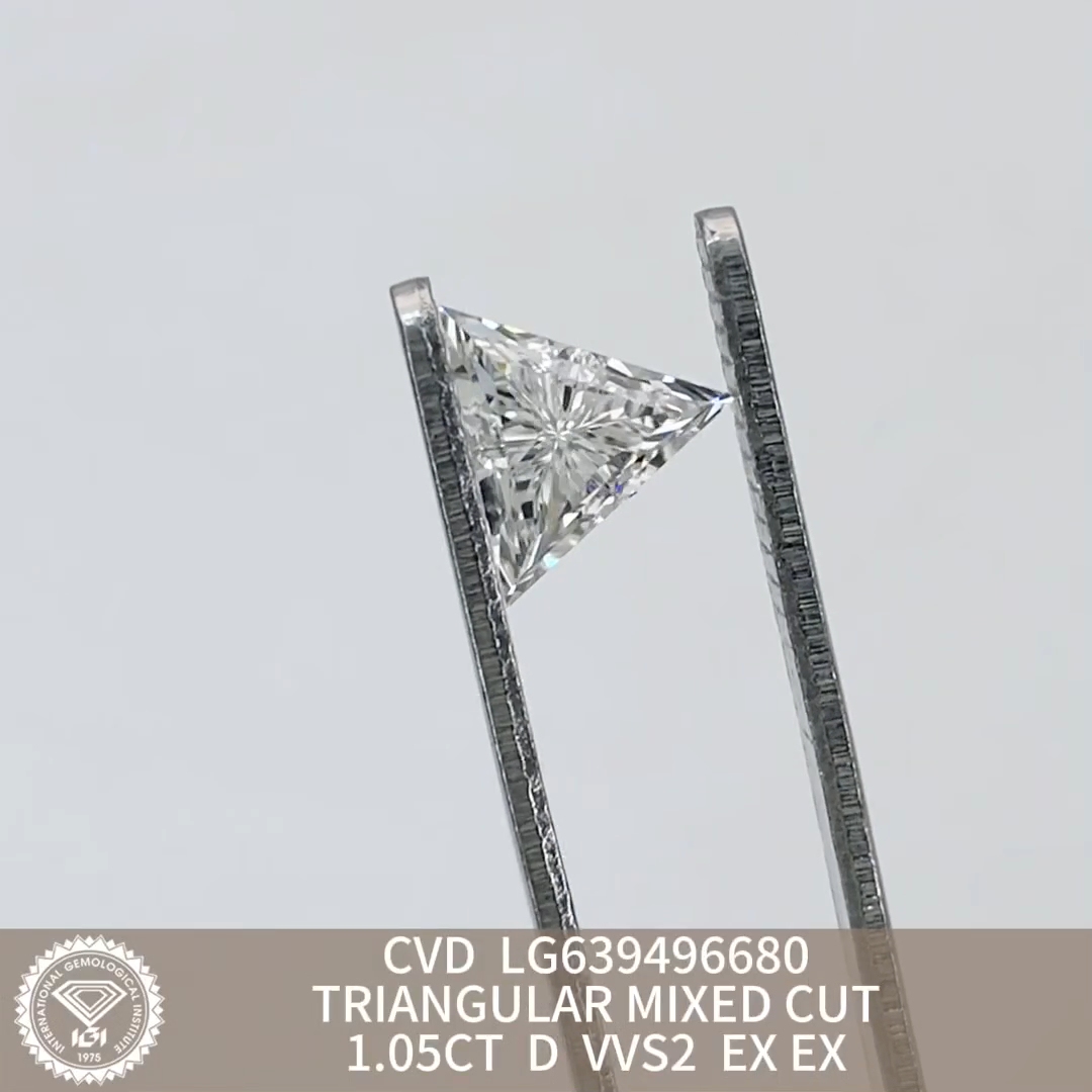MissDiamond CVD LG639496680 Triangular Mixed Cut 1.05CT D VVS2 EX EX Lab Grown Diamond