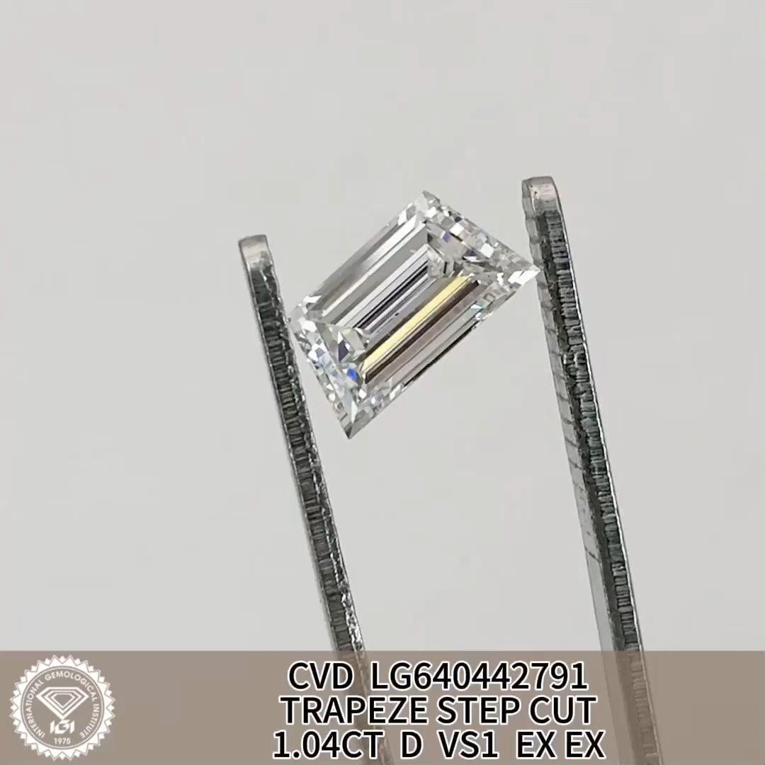 MissDiamond CVD LG640442791 Trapeze Step Cut 1.04CT D VS1 EX EX Lab Grown Diamond
