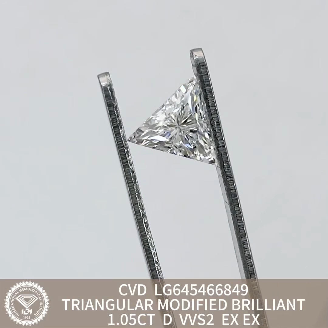 MissDiamond CVD LG645466849 Triangular Modified Brilliant 1.05CT D VVS2 EX EX Lab Grown Diamond