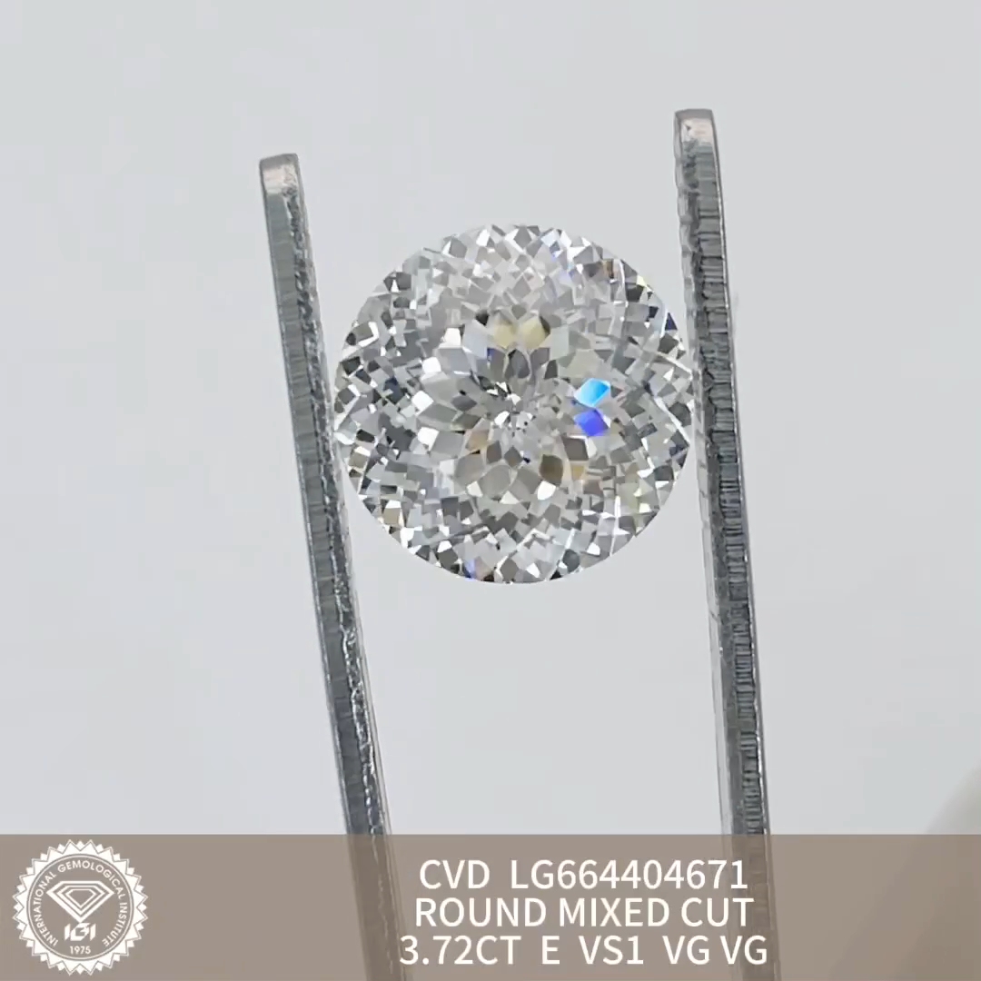MissDiamond CVD LG664404671 Roud Mixed Cut 3.72CT E VS1 VG VG Lab Grown Diamond