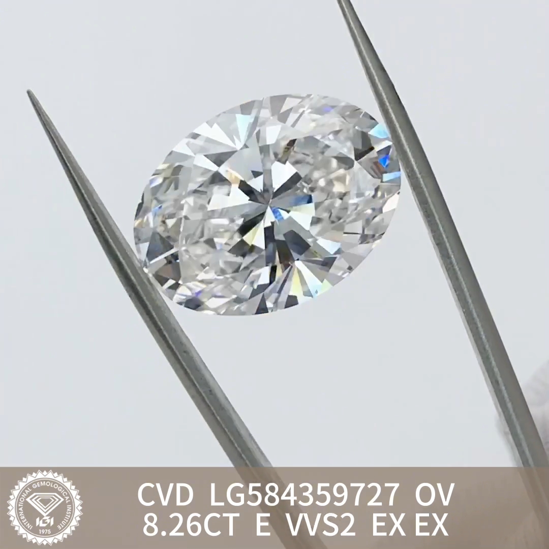 MissDiamond CVD LG584359727 Oval Cut 8.26CT E VVS2 EX EX Lab Grown Diamond