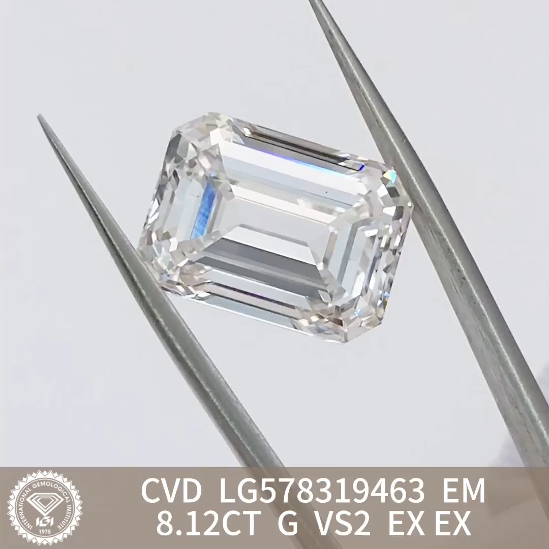 MissDiamond CVD LG578319463 Emerald Cut 8.12CT G VS2 EX EX Lab Grown Diamond