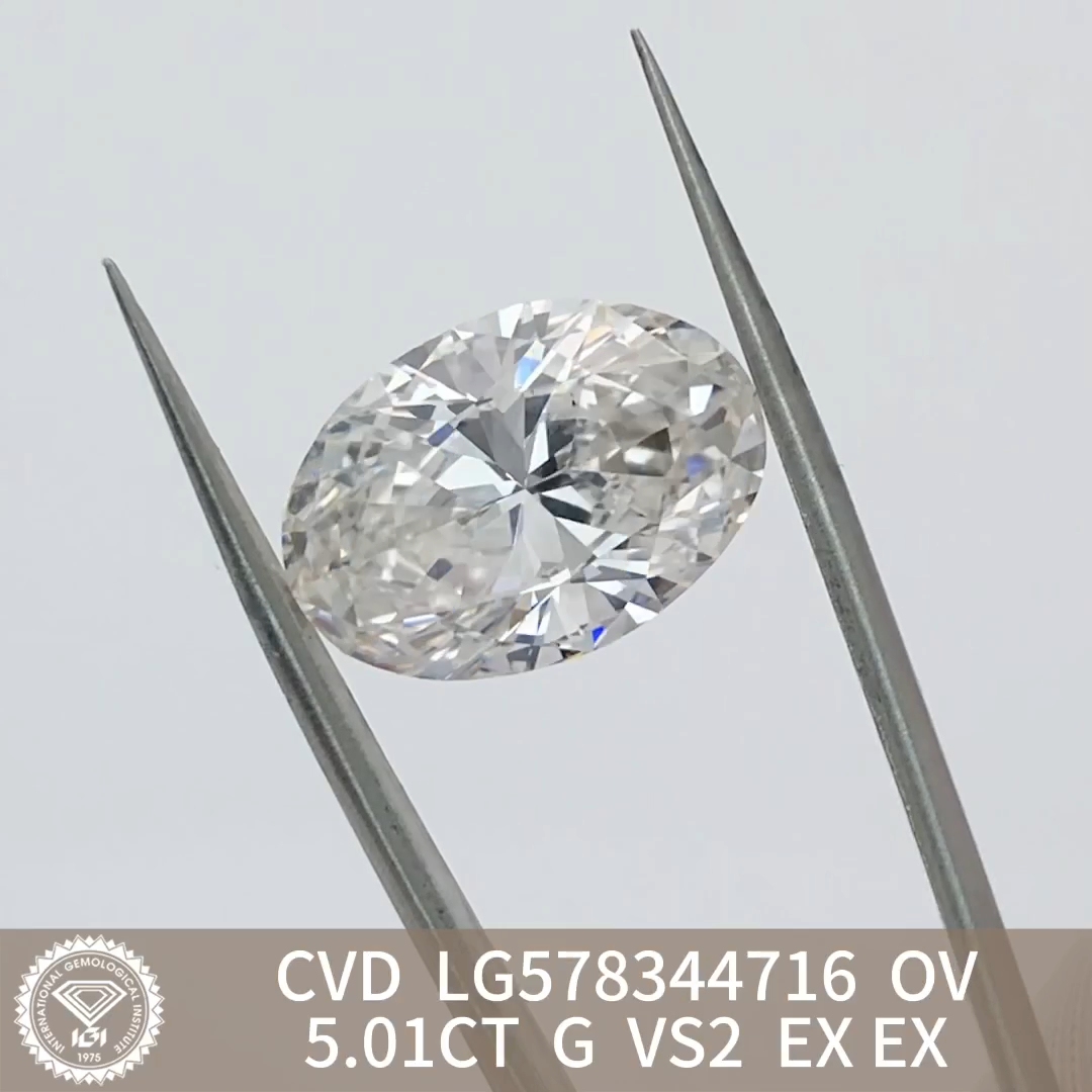 MissDiamond CVD LG578344716 Oval Cut 5.01CT G VS2 EX EX Lab Grown Diamond