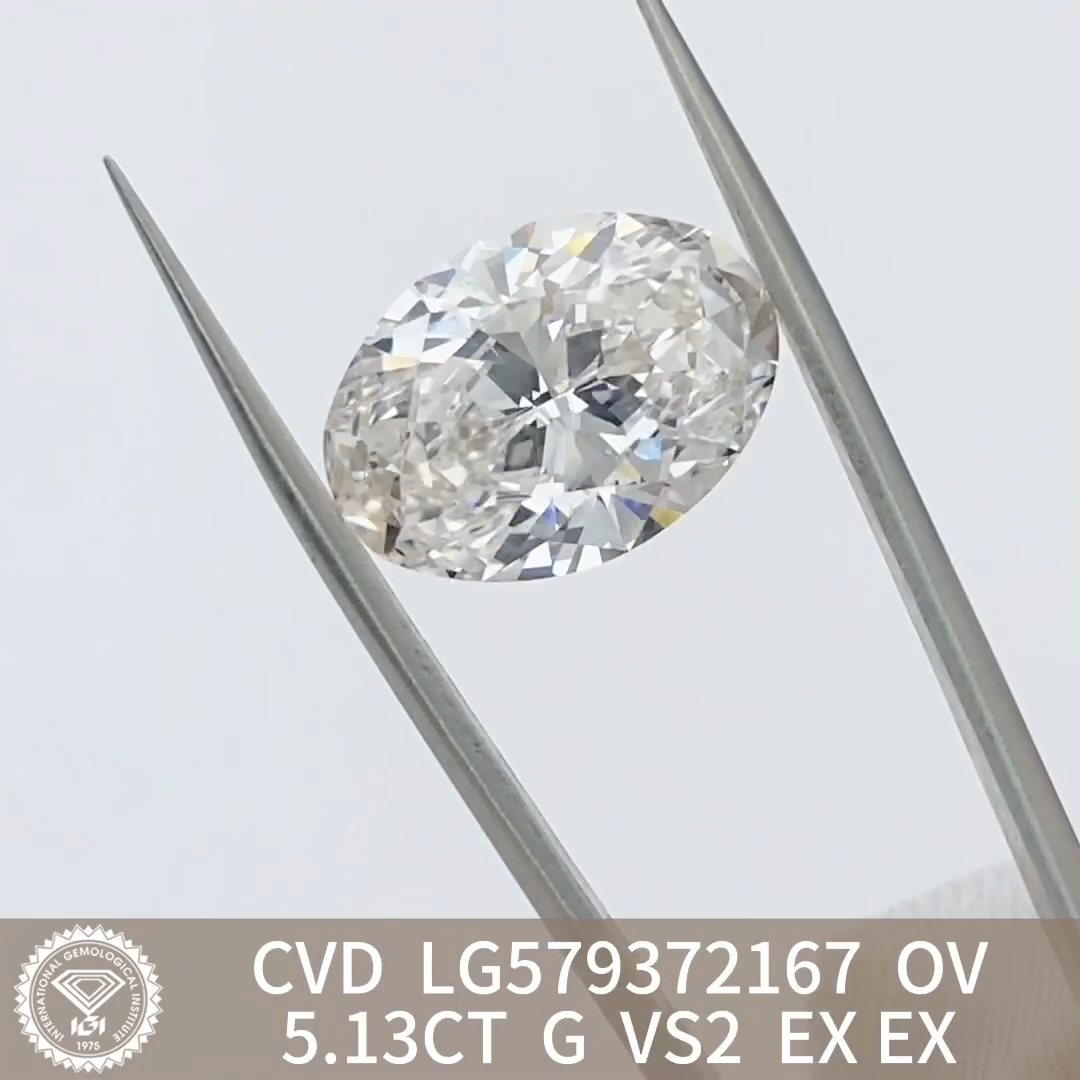 MissDiamond CVD LG579372167 Oval Cut 5.13CT G VS2 EX EX Lab Grown Diamond