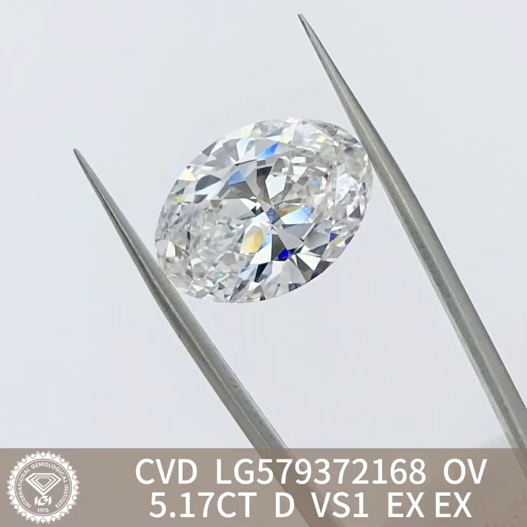 MissDiamond CVD LG579372168 Oval Cut 5.17CT D VS1 EX EX Lab Grown Diamond