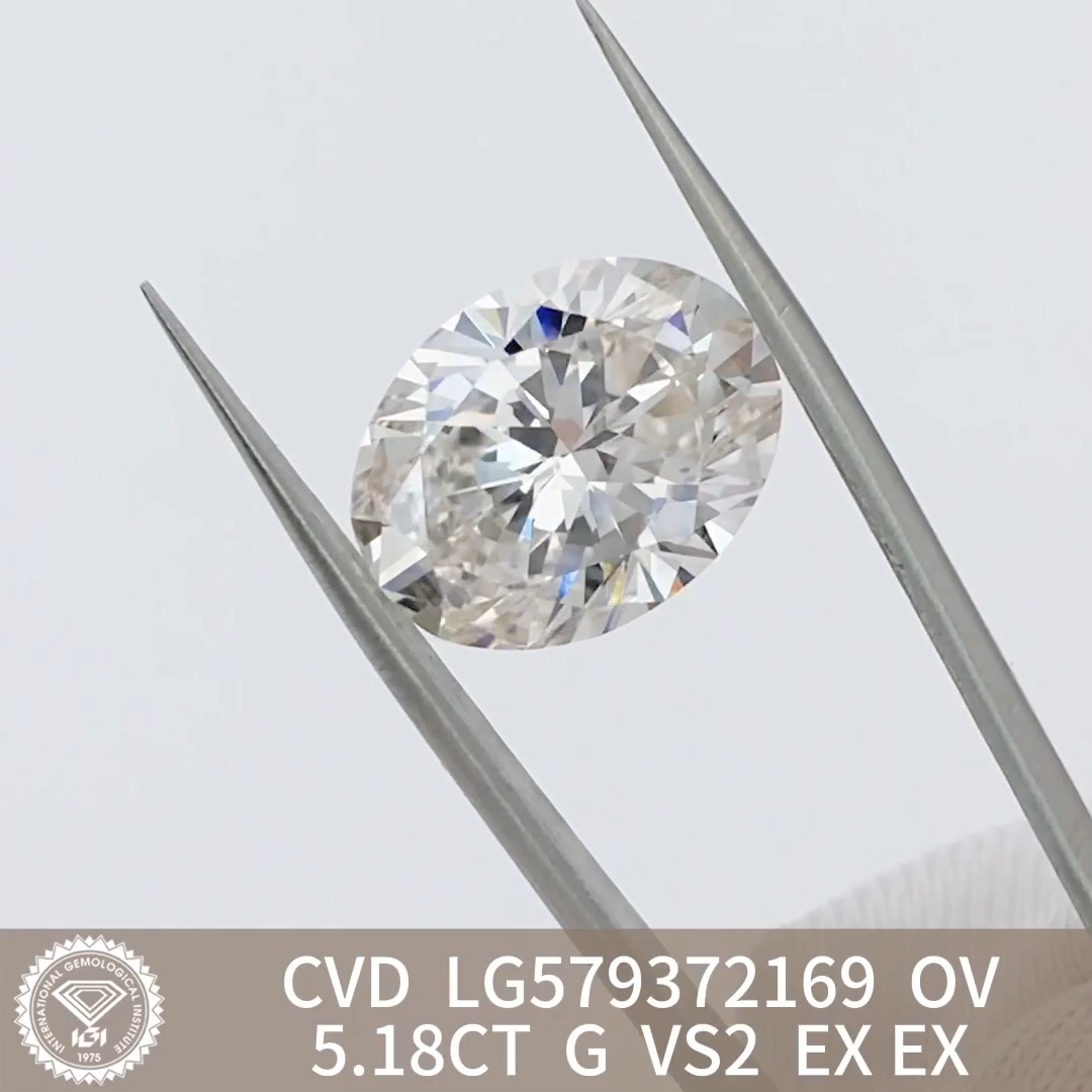 MissDiamond CVD LG579372169 Oval Cut 5.18CT G VS2 EX EX Lab Grown Diamond