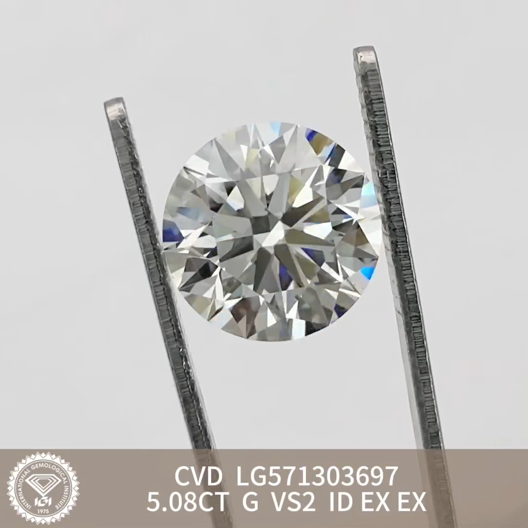 MissDiamond CVD LG571303697 Round Cut 5.08CT G VS2 ID EX EX Lab Grown Diamond