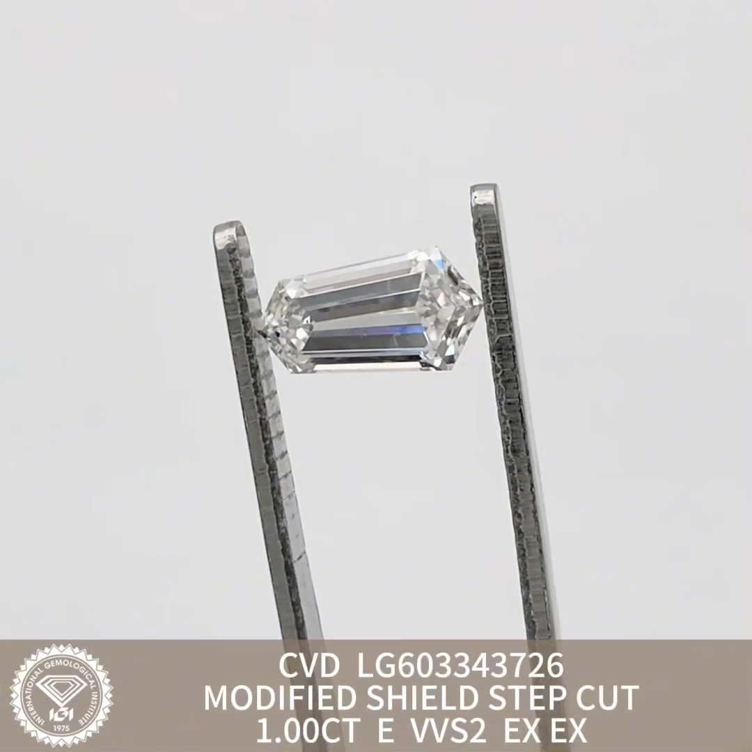 MissDiamond CVD LG603343726 Modified Shield Step Cut 1.00CT E VVS2 EX EX Lab Grown Diamond