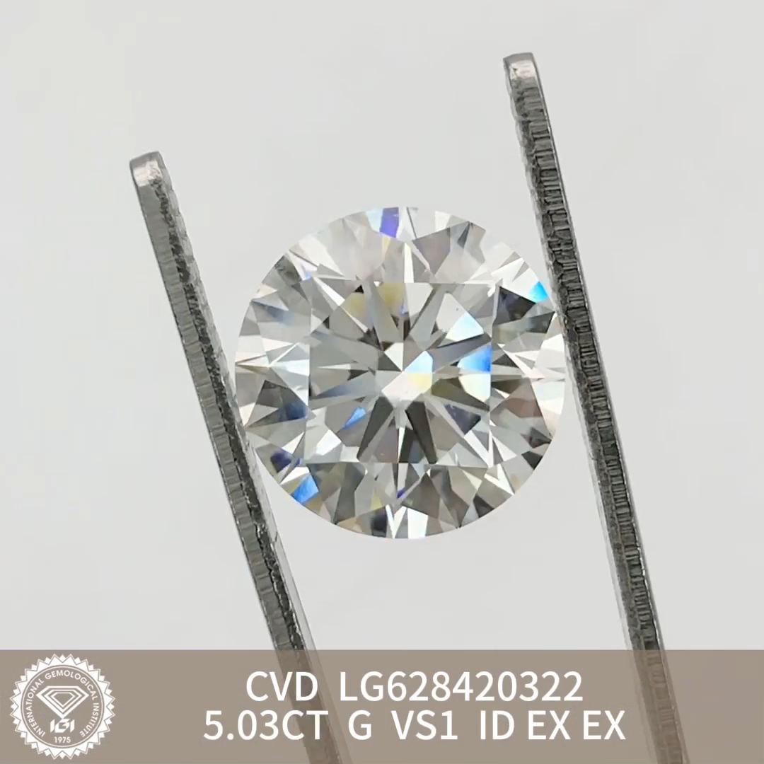 MissDiamond CVD LG628420322 Round Cut 5.03CT G VS1 ID EX EX Lab Grown Diamond