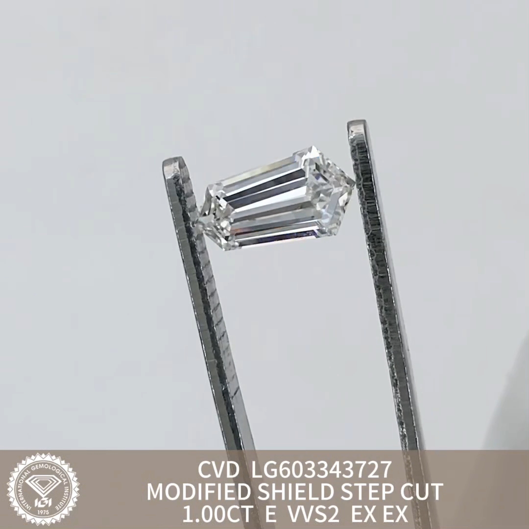 MissDiamond CVD LG603343727 Modified Shield Step Cut 1.00CT E VVS2 EX EX Lab Grown Diamond