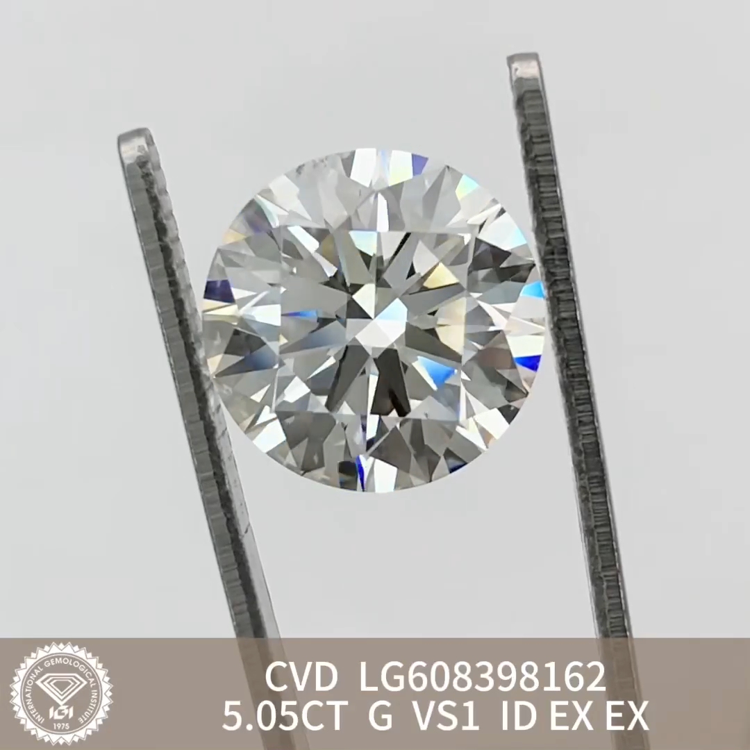 MissDiamond CVD LG608398162 Round Cut 5.05CT G VS1 ID EX EX Lab Grown Diamond