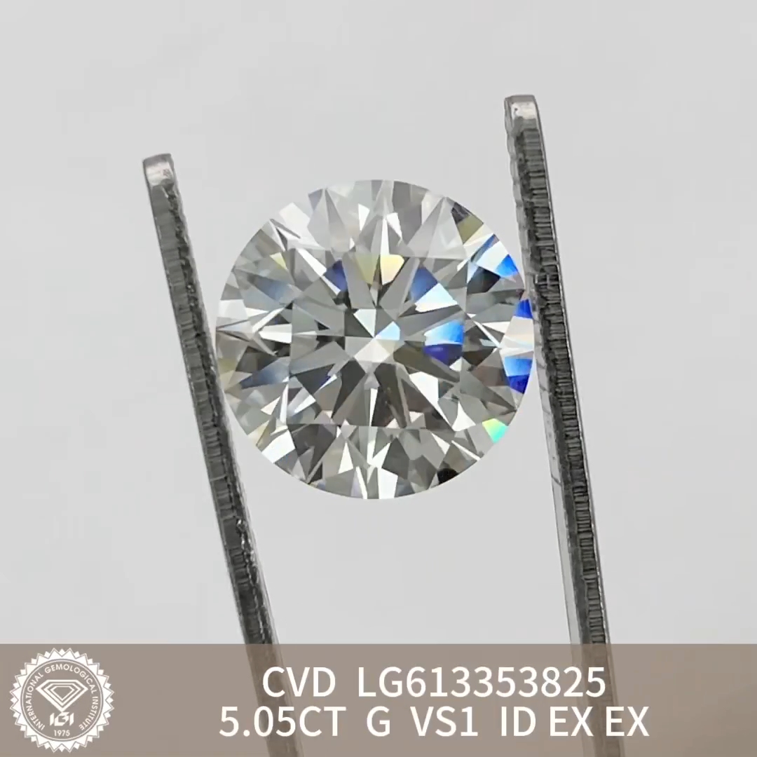 MissDiamond CVD LG613353825 Round Cut 5.05CT G VS1 ID EX EX Lab Grown Diamond