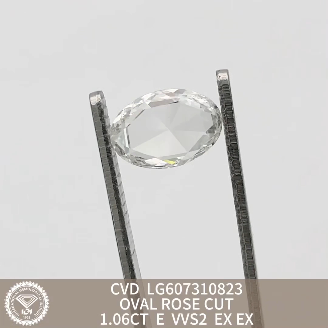 MissDiamond CVD LG607310823 Oval Rose Cut 1.06CT E VVS2 EX EX Lab Grown Diamond