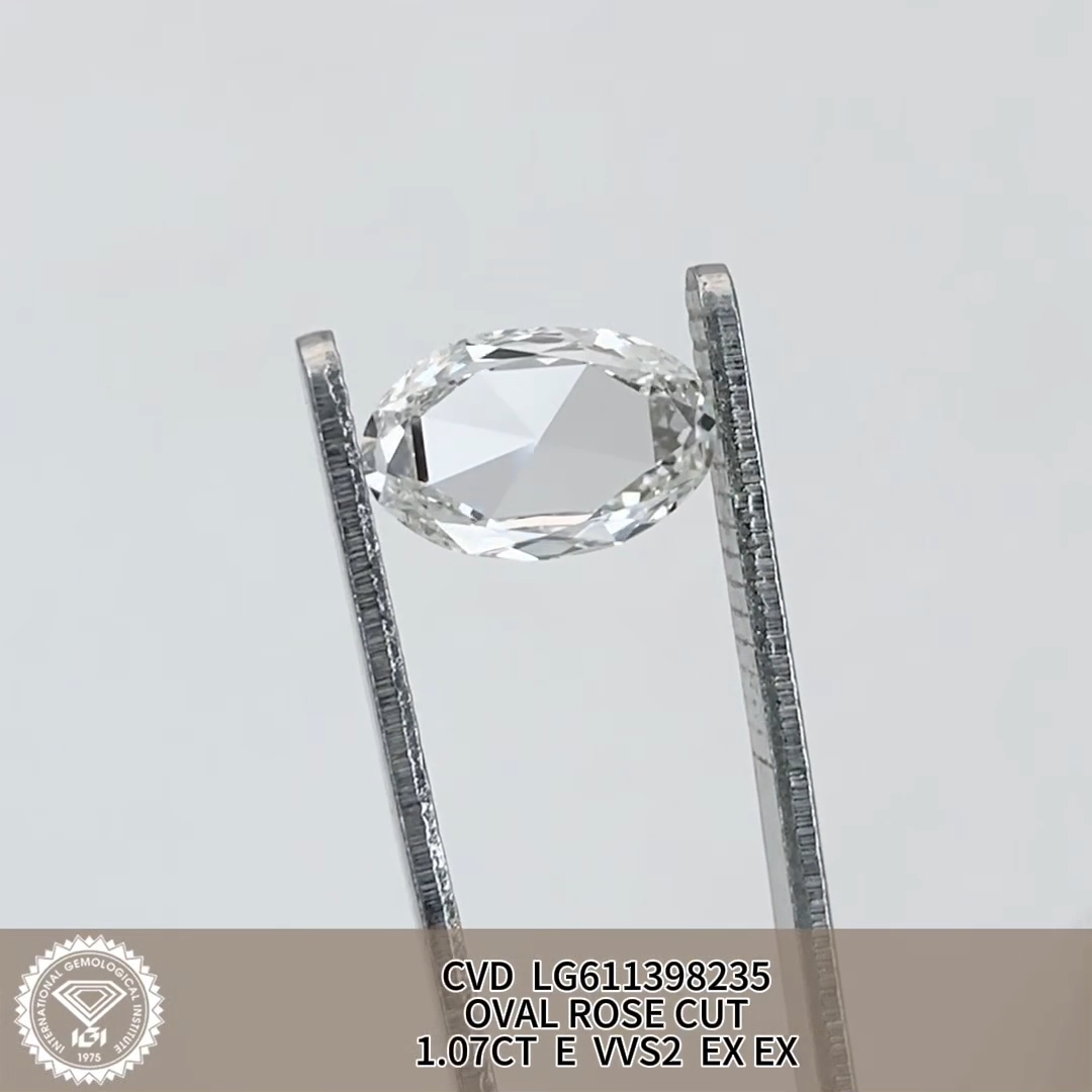 MissDiamond CVD LG611398235 Oval Rose Cut 1.07CT E VVS2 EX EX Lab Grown Diamond