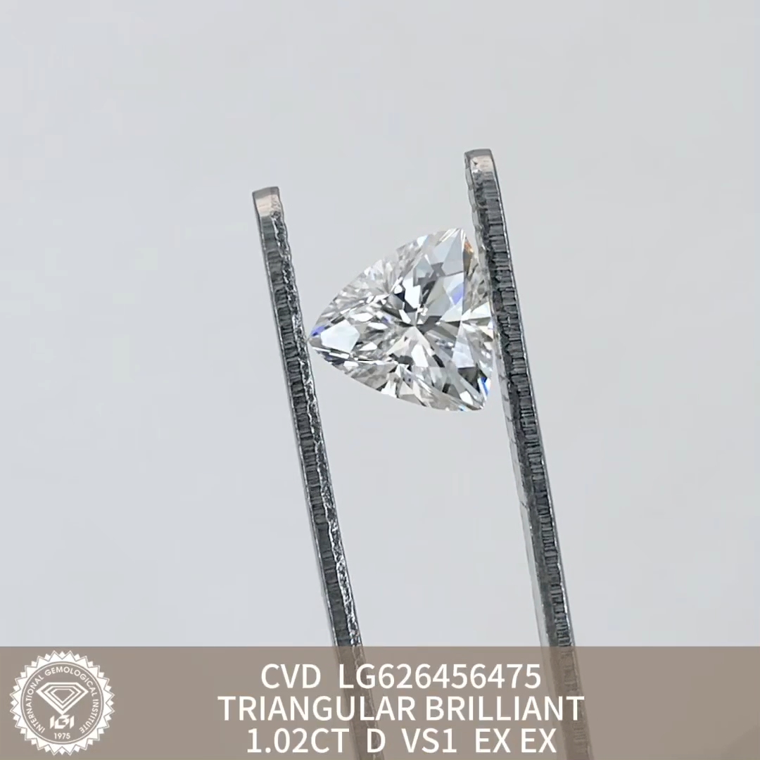 MissDiamond CVD LG626456475 Triangular Brilliant 1.02CT D VS1 EX EX Lab Grown Diamond