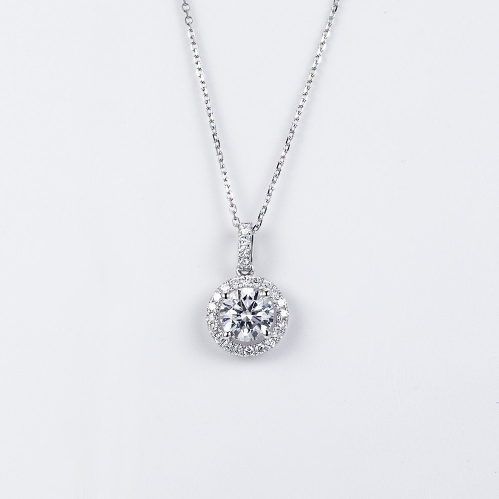 MissDiamond Round Cut Lab Grown Diamond 1.257CT Platinum Pendant Necklace MSN-708