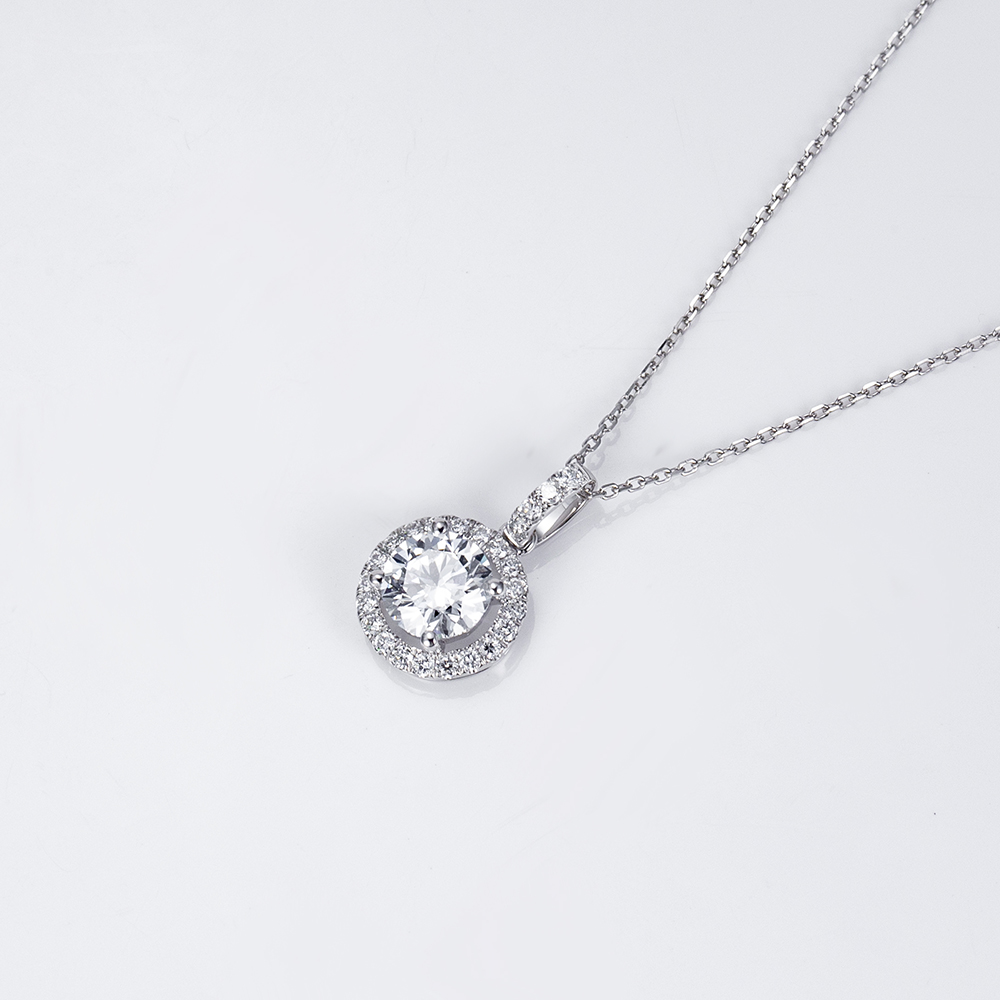 MissDiamond Round Cut Lab Grown Diamond 1.257CT Platinum Pendant Necklace MSN-708