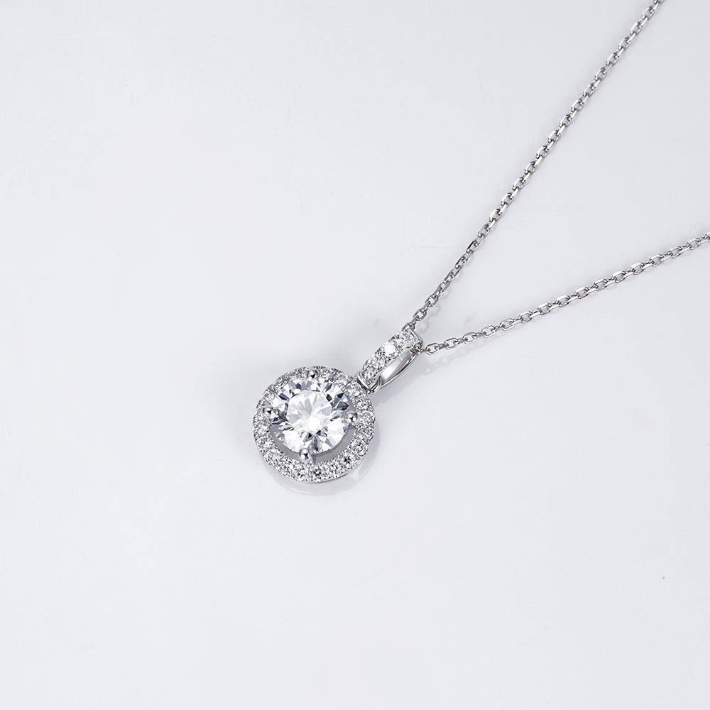 MissDiamond Round Cut Lab Grown Diamond 1.257CT Platinum Pendant Necklace MSN-708