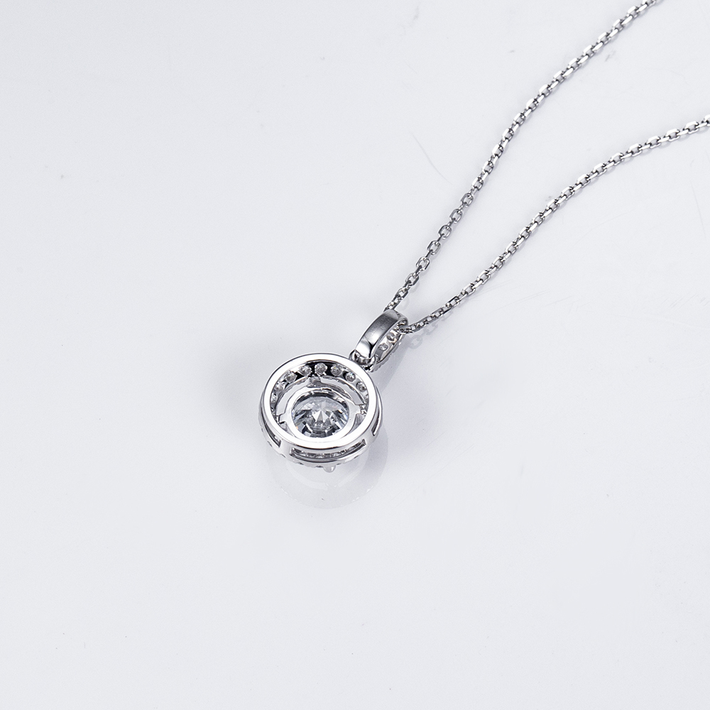 MissDiamond Round Cut Lab Grown Diamond 1.257CT Platinum Pendant Necklace MSN-708