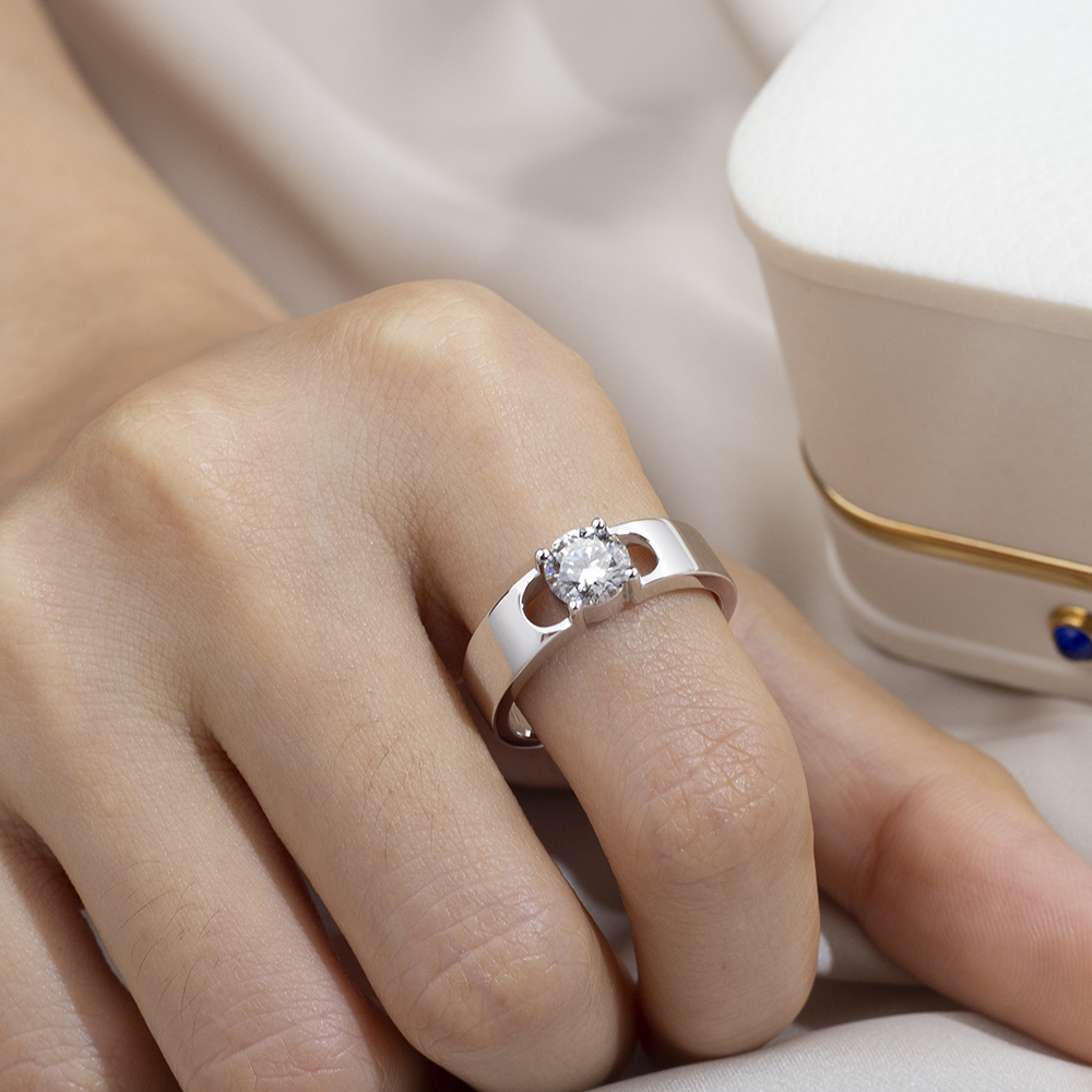 Round Cut Lab Grown Diamond 1CT Solitaire D VS1 18K White Gold Ring MSR-1678