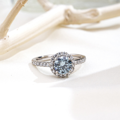 MissDiamond Round Cut Lab Grown Diamond 5.05CT B VS Platinum Halo Ring MSR-1995