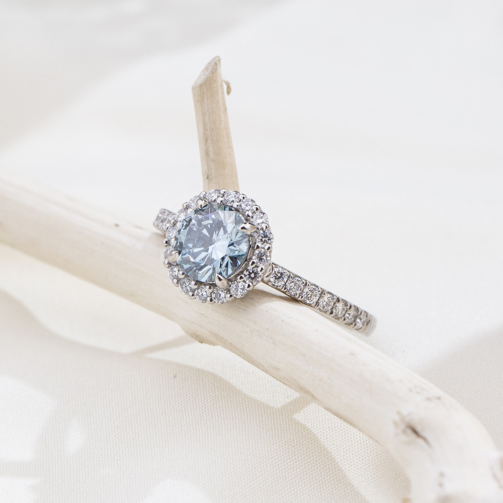 MissDiamond Round Cut Lab Grown Diamond 5.05CT B VS Platinum Halo Ring MSR-1995