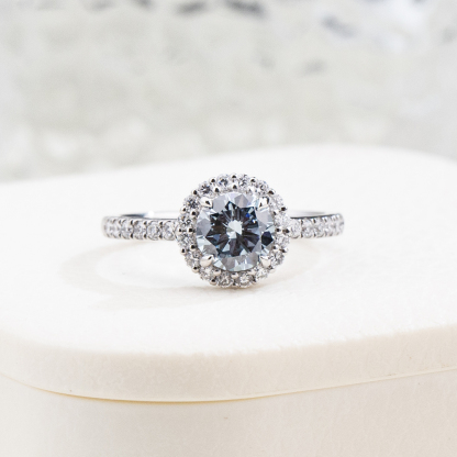 MissDiamond Round Cut Lab Grown Diamond 5.05CT B VS Platinum Halo Ring MSR-1995