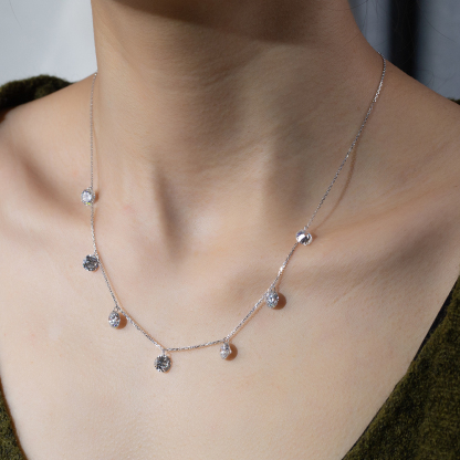 MissDiamond Round Cut Lab Grown Diamond 1CT 9K White Gold Pendant Necklace MSN-960