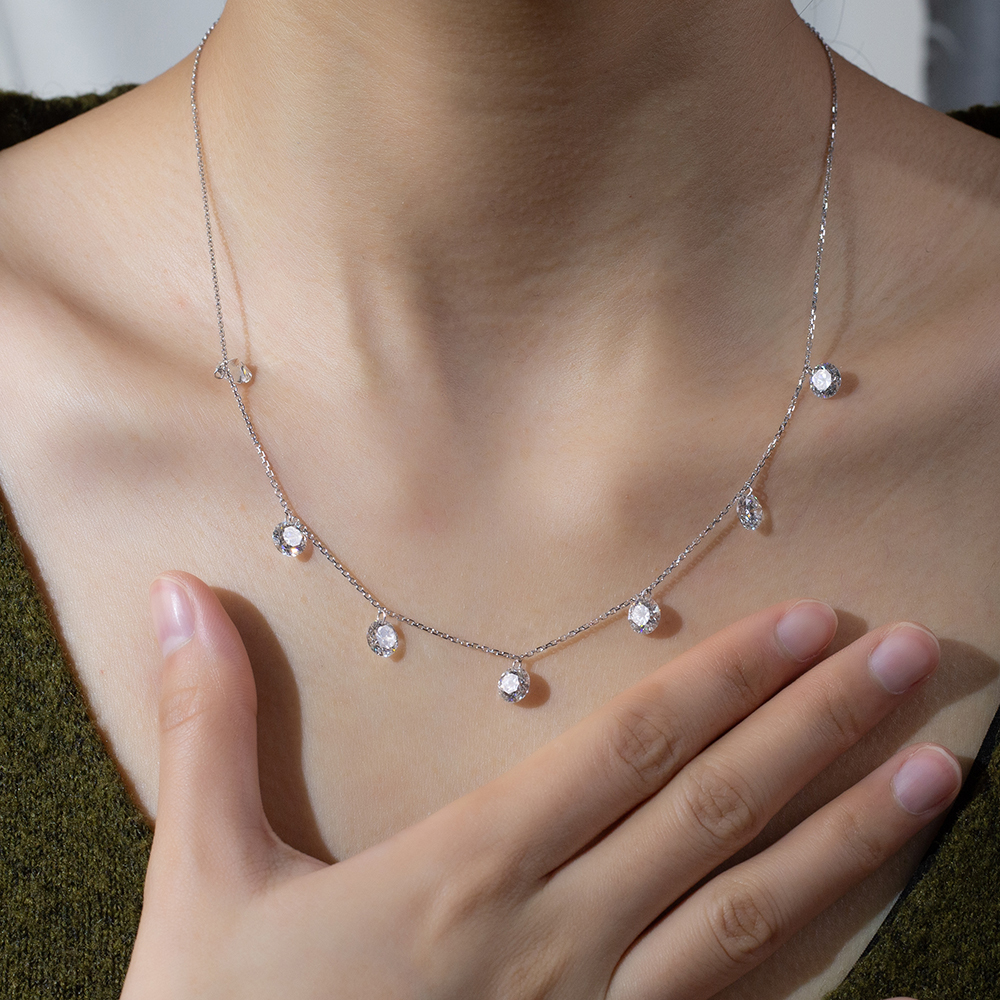 MissDiamond Round Cut Lab Grown Diamond 1CT 9K White Gold Pendant Necklace MSN-960