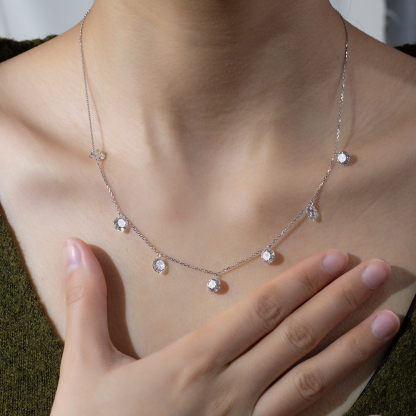 MissDiamond Round Cut Lab Grown Diamond 1CT 9K White Gold Pendant Necklace MSN-960