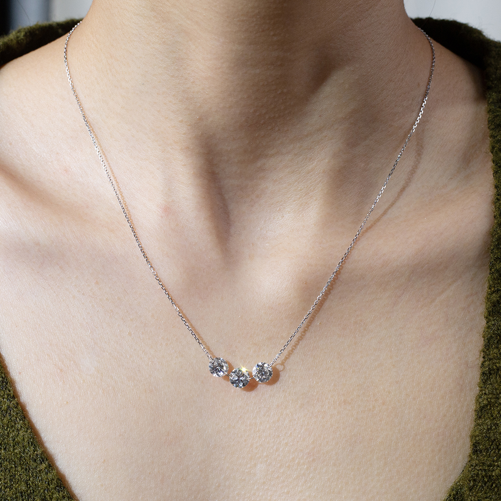 MissDiamond Round Cut Lab Grown Diamond 1CT 9K White Gold Pendant Necklace MSN-958