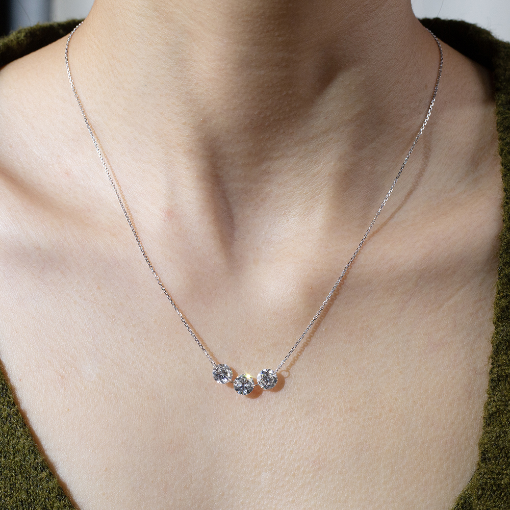 MissDiamond Round Cut Lab Grown Diamond 1CT 9K White Gold Pendant Necklace MSN-958