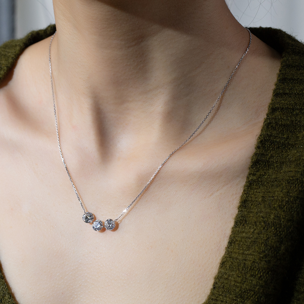 MissDiamond Round Cut Lab Grown Diamond 1CT 9K White Gold Pendant Necklace MSN-958